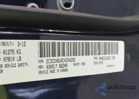 2012 Dodge Charger Se from USA, damaged, VIN 2C3CDXBG0CH234292